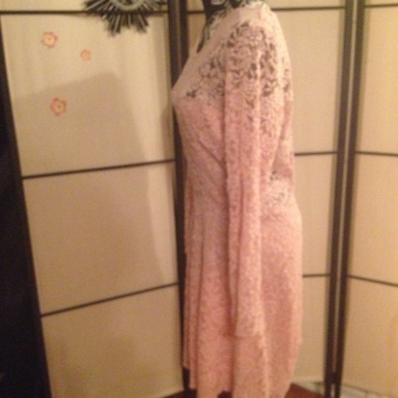 Pinup Style Baby Pink Lace & Mesh A-Line Dress - Picture 8 of 14